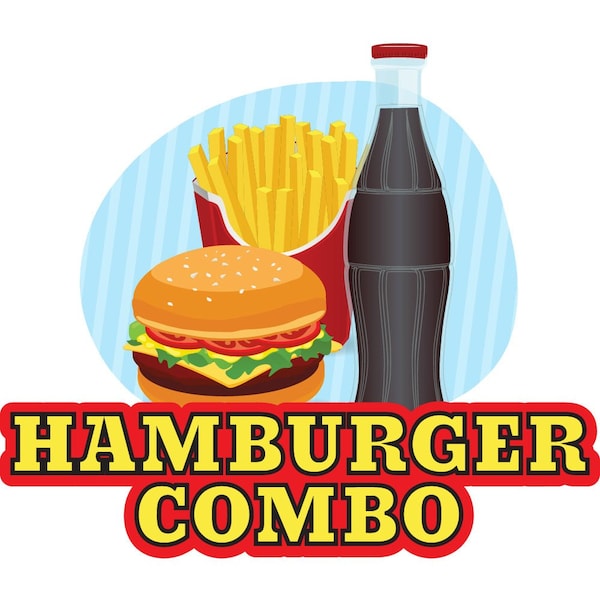 Safety Sign, 9 in Height, Vinyl, 6 in Length, Hamburger Combo, D-DC-36-Hamburger Combo